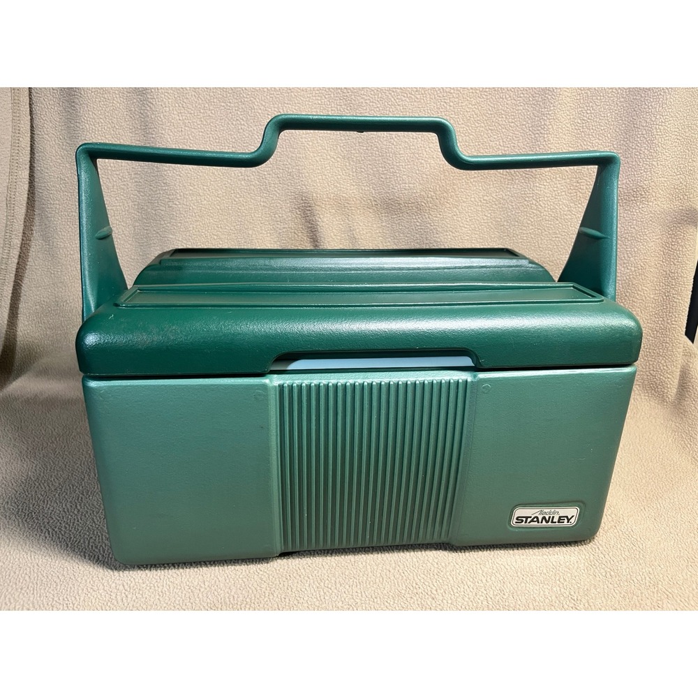 Vintage Aladdin Stanley Hammertone Green Lunch Box Locking Handle USA Made